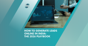 Indian business owner reviewing digital lead generation dashboard showing online lead growth across Google Ads, Meta and SEO channels